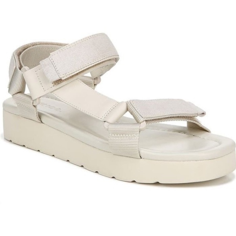 VINCE Carver Canvas-trimmed Faux Suede And Leather Sandals In White SIZE 11